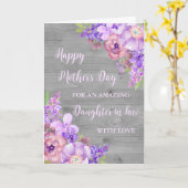 Carte Fleurs violettes Fille dans la loi Bonne Fête des  (Fleur jaune)