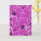 Carte Fleurs violettes Fille en droit Anniversaire (Fleur jaune)