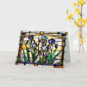 Carte Fleurs violettes Iris Verre (Fleur jaune)