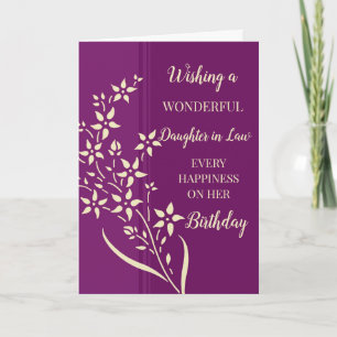 Carte Fleurs violettes Jaunes Fille en droit Anniversair