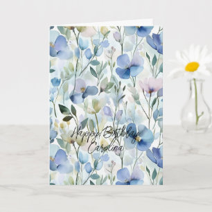 Carte Fleurs Violettes Jolies Anniversaire