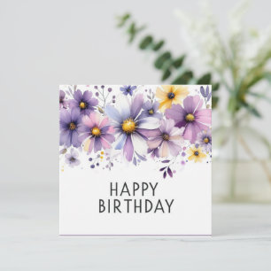 carte fleurs violettes joyeux anniversaire 
