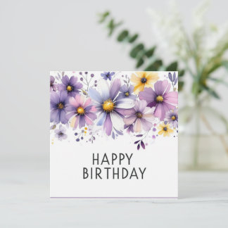 carte fleurs violettes joyeux anniversaire 