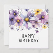 carte fleurs violettes joyeux anniversaire (Devant)