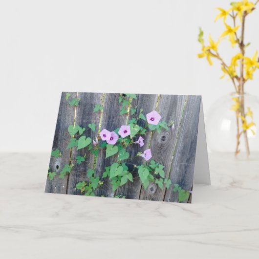 Carte Fleurs violettes poussant dans la clôture sympathi (Fleur jaune)