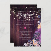 Carte Fleurs violettes rustiques Mariage orange Invite (Devant / Derrière)