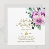 Carte Fleurs violettes rustiques Nuestra Boda Invitacion (Devant / Derrière)