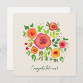 Carte Fleurs vives Bouquet floral Félicitations (Devant / Derrière)