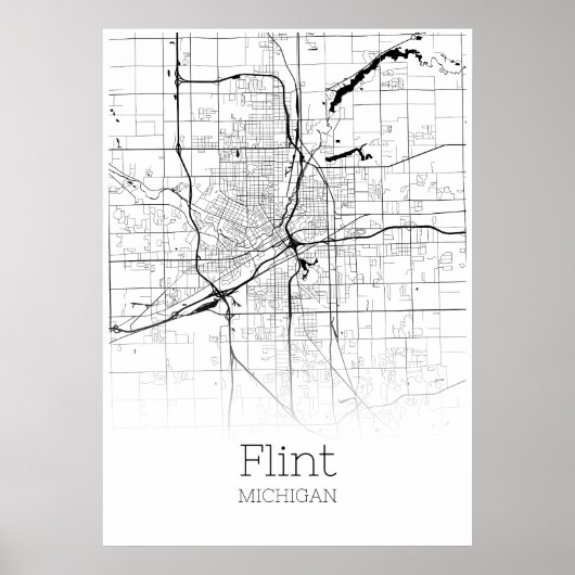 Carte Flint - Michigan - Carte de la ville Poster (Devant)