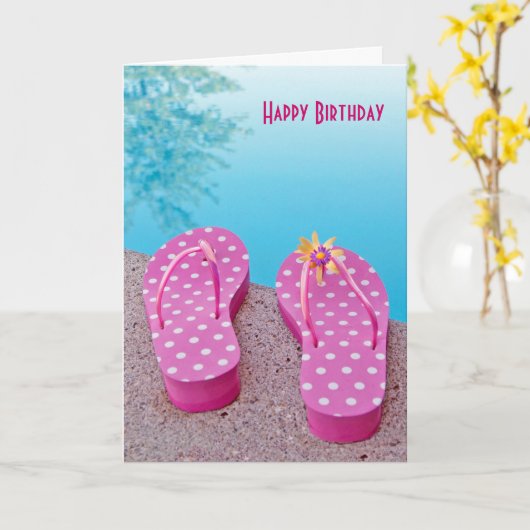 Carte Flip Flops Anniversaire (Fleur jaune)