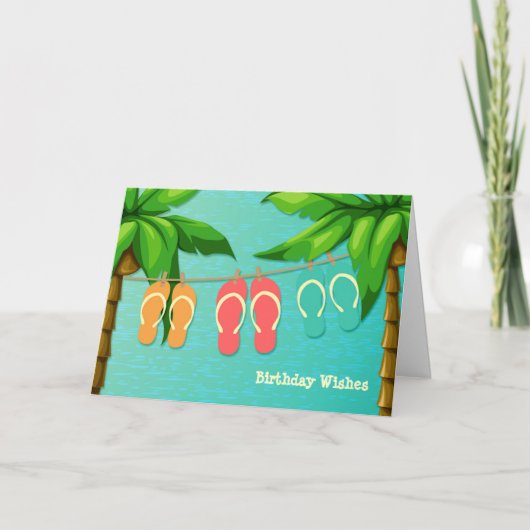 Carte Flip Flops tropicaux Anniversaire (Devant)
