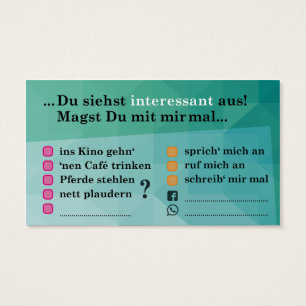 Carte flirt "Intéressant..." avec des champs de c
