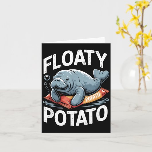 Carte Floaty Tatoes Manatee Funny Sea Cow Ocean Animal L (Fleur jaune)