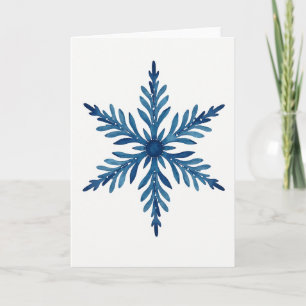 Carte flocon de neige aquarelle bleue