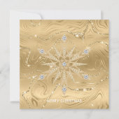 Carte Flocon de Neige Diamant Pailleté Or Luxe (Devant)