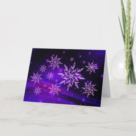Carte Flocon de neige rose et violet (Devant)