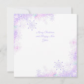 Carte flocon de neige violet clair et coeur étincelant (Dos)