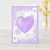 Carte flocon de neige violet clair et coeur étincelant (Fleur jaune)