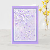 Carte flocon de neige violet clair et coeur étincelant (Fleur jaune)