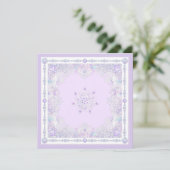 Carte flocon de neige violet clair et coeur étincelant (Debout devant)