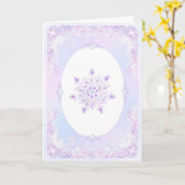 Carte flocon de neige violet clair et coeur étincelant (Fleur jaune)