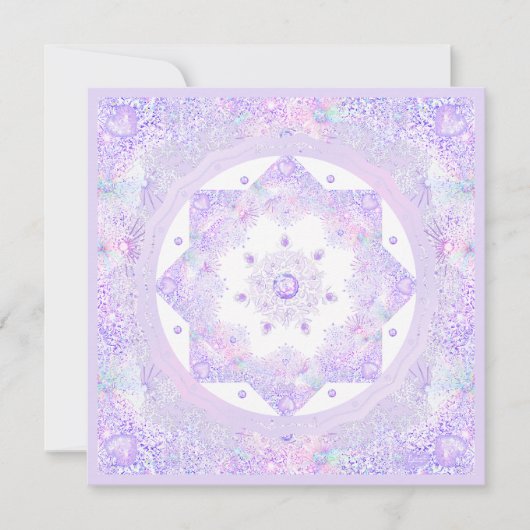 Carte flocon de neige violet clair et coeur étincelant (Devant)