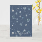 Carte Flocons de neige argentés bleus d'hiver Noël (Fleur jaune)