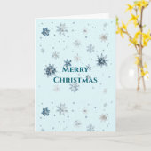 Carte Flocons de neige bleu clair de Noël  (Fleur jaune)