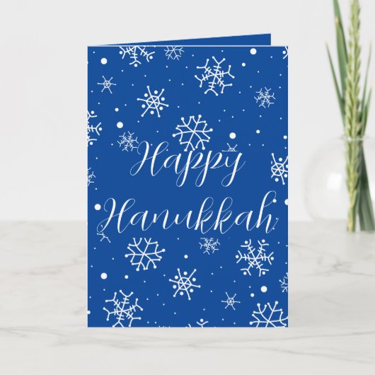 Carte Flocons de neige Bleu Joyeux Hanukkah (Devant)