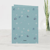 Carte Flocons de neige bleus chic chaton blanc (Dos)