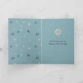 Carte Flocons de neige bleus chic chaton blanc (Intérieur)