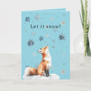 Carte Flocons de neige bleus de renard Noël Laissez tomb