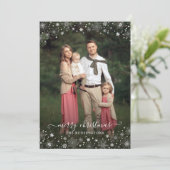 Carte Flocons de neige de l'hiver vert Photo de Noël (Debout devant)