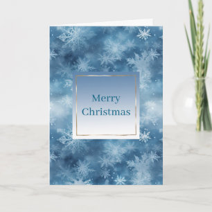 Carte Flocons de Neige de Noël Bleus Blancs