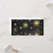 Carte Flocons de neige dorés de Noël sur fond noir (Devant/Arrière en situation)