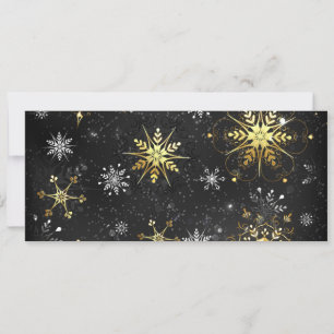 Carte Flocons de neige dorés de Noël sur fond noir