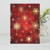 Carte Flocons de neige dorés de Noël sur fond rouge (Debout devant)