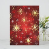 Carte Flocons de neige dorés de Noël sur fond rouge (Debout devant)