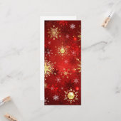 Carte Flocons de neige dorés de Noël sur fond rouge (Devant/Arrière en situation)