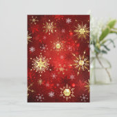 Carte Flocons de neige dorés de Noël sur fond rouge (Debout devant)