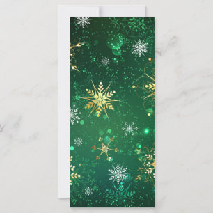 Carte Flocons de neige dorés de Noël sur fond vert