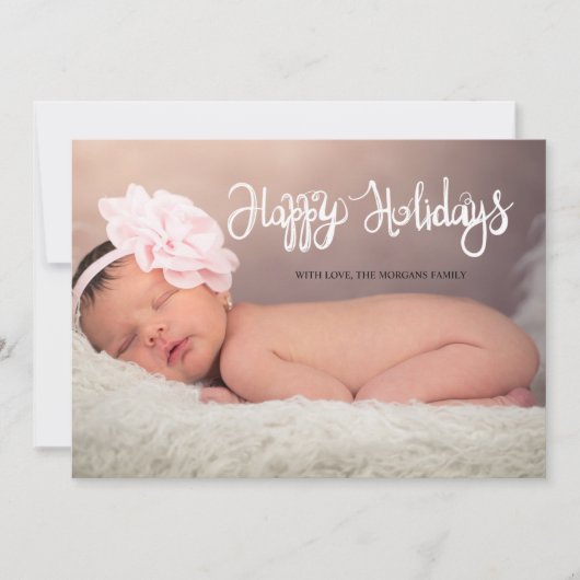 Carte Flocons de neige dorés Joyeuses Fêtes Bébé Photo (Devant)