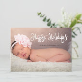 Carte Flocons de neige dorés Joyeuses Fêtes Bébé Photo (Debout devant)