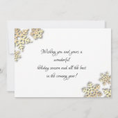 Carte Flocons de neige dorés Joyeuses Fêtes Bébé Photo (Dos)