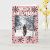 Carte Flocons de neige rose, marron.blanc (Fleur jaune)