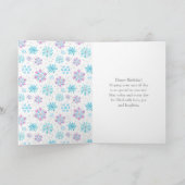 Carte Flocons de neige violets et bleus Joyeux Anniversa (Intérieur)