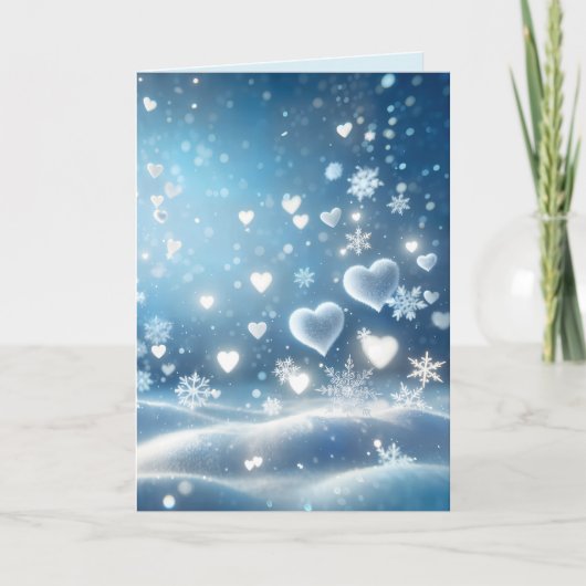 Carte Flocons de Noël et cœurs de neige (Devant)