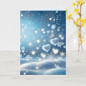 Carte Flocons de Noël et cœurs de neige (Fleur jaune)