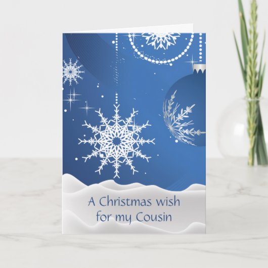 Carte Flocons de Noël pour Cousin (Devant)
