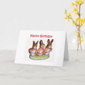 Carte Flopsy, Mopsy et lapin (Fleur jaune)